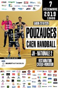 N2M Pouzauges reçoit Caen Handball 2. Le samedi 7 décembre 2019 à Pouzauges. Vendee.  19H00